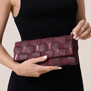 Neiman Marcus Chunli Burgundy Woven Evening Bag